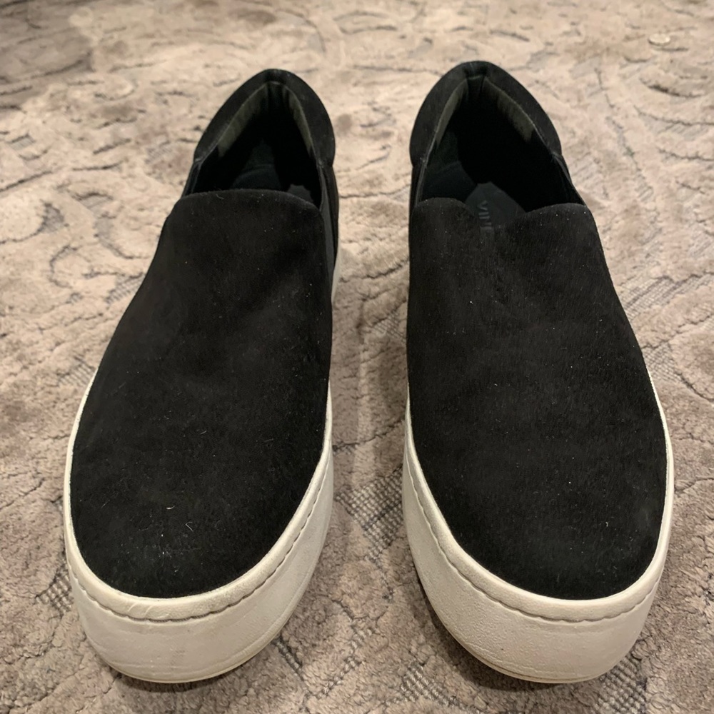 VINCE Black Platform Suede Sneakers